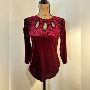 Burgundy Velvet Top by Kate & Mallory